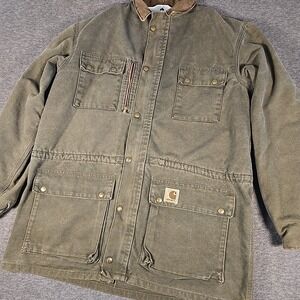 Vintage 80s/90s Faded Green Carhartt Chore Barn Jacket Blanket Lined 2XL 3XL USA